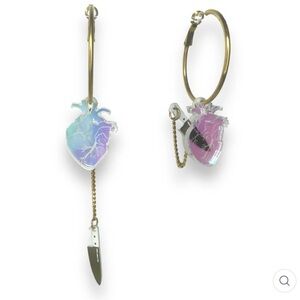 VINCA Chopped Heart Hoops - Dreamy Iridescent